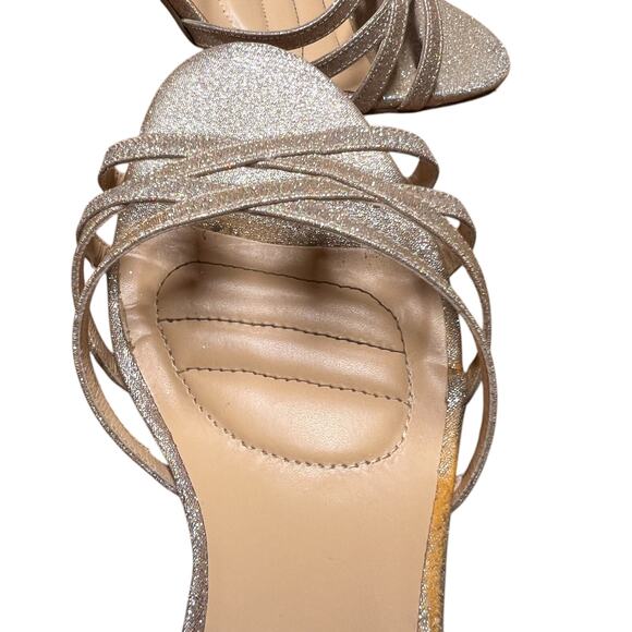 BADGLEY MISCHKA American Glamour Womens 10 Rose Gold Strappy Sparkle Sandal - Picture 12 of 16